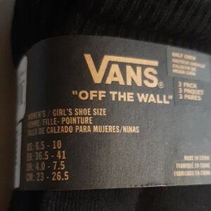 Vans Black Half Crew Socks